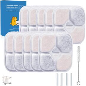 16-Pack Cat Water Fountain Filter Compatible With Catit Pixi Water Fountain Filter Replacement Triple Action Water Filter, 4 Pump Tubes 1 Hard Brush