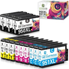 12 Pack 950XL 951XL 950 951 Ink Cartridges Work for HP Officejet Pro 8600 8610 8620 8625 8100 Printer (3BK 3C 3M 3Y) Lastest Upgraded Version