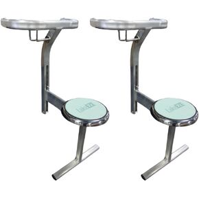 Swim Stool (ESPRESSO BROWN, PAIR) – Premium Dock Accessory for Water Seating – Adjustable Height for Docks, Pools & Waterside Use – Built-in Cup Holder – UV-Resistant, Durable, Made in the USA