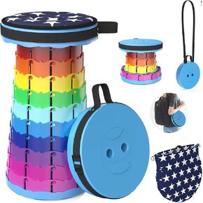 WESAPPINC Upgraded Collapsible Stool, Lightweight & Sturdy,Max 400lbs Portable Retractable Telescoping Stool Foldable Camping Stool for Adults Outdoor Hiking Garden BBQ Fishing (Rainbow) in Saudi Arabia