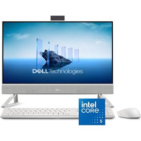 Dell 24 All-in-One Desktop ec24250-23.8-inch FHD Display, Intel Core 3 Processor 100U, Intel Graphics, 8GB DDR5 RAM, 512GB SSD, Windows 11 Home, Onsite Service+6 Months Retail Migrate - White