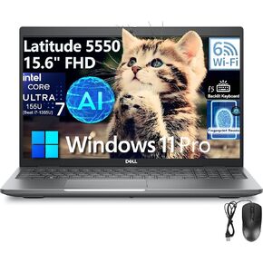 Dell Latitude 5550 5000 Business Laptop Computer, 64GB DDR5 RAM, 2TB SSD, Intel 12-Core Ultra 7 155U (Beat i7-1355U), 15.6" FHD, WiFi 6, BT 5.3, Backlit Keyboard, Fingerprint Reader, Windows 11 Pro