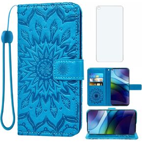 Phone Case for Moto G Stylus 2021 Wallet Cases with Tempered Glass Screen Protector and Sunflower Leather Slim Flip Cover Card Holder Stand Cell Accessories Motorola GStylus xt2115dl Women Men Gray