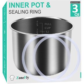 Inner Pot for Instant Pot 6 Qt, with 2-Pack 100% Silicone Sealing Ring Replacement Pot for InstaPot Cooking Pot Stainless Steel (Equivalent to IP-POT-SS304-60) Nonstick Pot 6Qt Liner in Kuwait