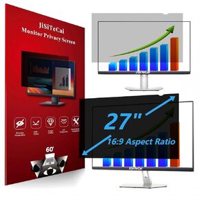 Computer Privacy Screen 27 Inch for 16:9 Widescreen Monitor, Removable Eye Protection Anti Glare Blue Light Filter, Anti Scratch Computer Monitor Privacy Shield 27 In