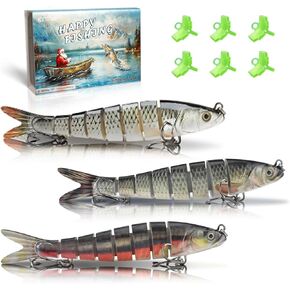 Bionic Fishing Lures for Freshwater and Saltwater,All-Waters Swimbait for Bass Trout Walleye Crappie Pike Bluegill Salmon,3-Pack Multi Jointed Lifelike Slow Sinking Fish Bait Kit