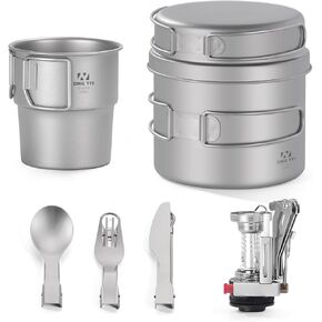 Titanium Pot Set, Camping Cooking Utensil Set