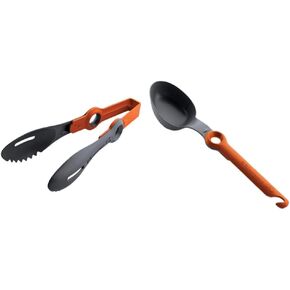 GSI Outdoors 74340 8-Inch Orange Pivot Tongs and 74330 Pivot Spoon Camping and Backpacking Cooking Utensils