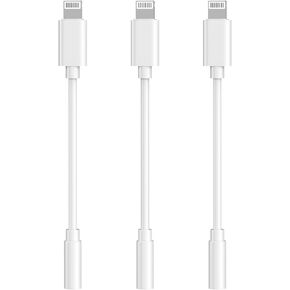 [Apple MFi Certified]Lightning to 3.5 mm Headphone Jack Adapter,3Pack iPhone Headphone/Earphones Adapter Dongle Audio Aux Cable Converter Compatible with iPhone14 13 12 11 XS XR X 8 7 Support All iOS