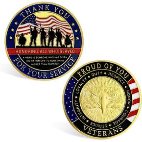 Military Veterans Challenge Coin(Pack of 10) - Soldier Squad Army Coins, Thank You for Your Service, Military Retirement Gifts for Men Women, Veterans Day Gifts