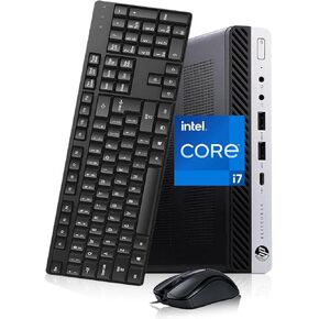 HP EliteDesk 800 G4 Mini Business Desktop PC, Intel Core i7-8700, 16GB DDR4 RAM, 512GB SSD, Mouse&Keyboard, 2 DisplayPorts, Windows 11 Pro (Renewed)