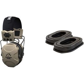 WALKER'S XCEL 100 Digital Electronic Muff W/Voice Clarity, Advanced Circuit, 4 Listening Modes, Beige (GWP-XSEM) and Walker's Game Ear Gel Filled Ear Pad, Multi