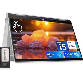 HP Pavilion x360 2-in-1 14" FHD Touchscreen Laptop, Intel i5-1235U, 16GB RAM, 2.16TB Storage(2TB SSD+160GB Docking Station Set), Backlit Keyboard, Intel Iris Xe Graphics, HD Webcam, Win 11, Silver
