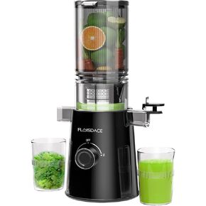 Cold Press Juicer, Slow Masticating Juicer Machines with 5" Feeding Chute Fit Whole Fruits&Vegetables, Stainless Steel Slow Masticating Juicer Easy to Clean, 99.6% Juice Purity, 1.5L Capacity-Black