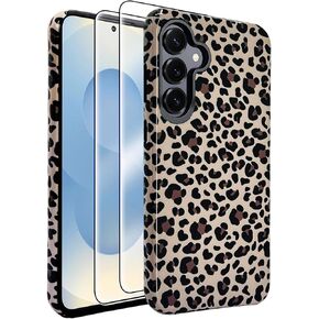 J.west Compatible with Samsung Galaxy S25 Case 6.2 inch with 2 Pack Tempered Glass Screen Protectors Cute Floral Flowers Hybrid Cover for Girls Women Aesthetic Protective Phone Cases Pink Spring