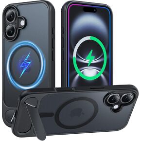 TAURI Magnetic for iPhone 16 Pro Max Case with Stand, [Compatible with MagSafe] Military-Grade Protection, [Translucent Matte] Shockproof Kickstand Case for 16 Pro Max 6.9", Black
