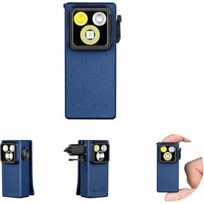 OLIGHT Oclip Ultra EDC Flashlight Clip-on Light, 530 Lumens Rechargeable with Type-C Charging, Combines Floodlight, Spotlight and UV, Triple Magenetic Lights for Inspection and Work (Navy Blue)