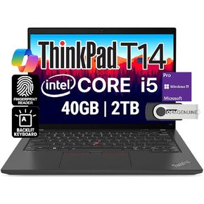 Lenovo ThinkPad T14 Business Laptop (14" FHD+ IPS, Intel Ultra 7 155U, 32GB DDR5 RAM, 1TB SSD), 5MP Webcam, 2 Thunderbolt 4, 2024 AI PC, Win 11 Pro