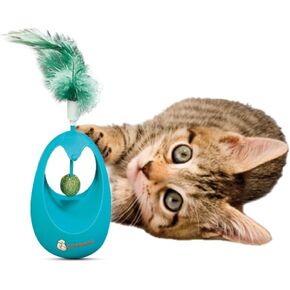 Stimulating Green Catnip Tumbler for Cats with Feathers – Interactive Self-Balancing Rolling Toy with Edible Catnip Ball – Indoor Exercise for Cats & Kittens of All Breeds – Juguete de Hierba Gatera