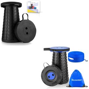 Boreeman Collapsible Stool, Portable Folding Stool Equipped with One Set Cushion and Carry Bag