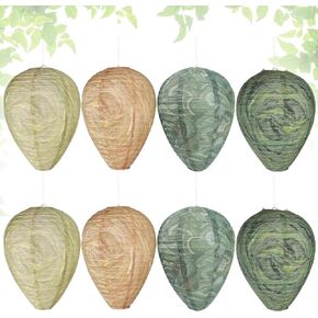 YBB 8 Pack Paper Wasp Nest Decoy, Hanging Fake Wasp Nest for Outdoor Garden