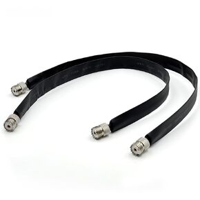 2-Pack 19.6 Inch Coax Window Pass Through Flat Coaxial Cable – Black Cord Window Pass-Through Kit with SO239 UHF Female to UHF Female Connectors