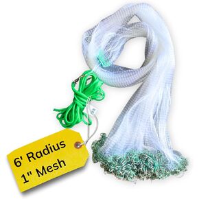Cast Nets 4.5ft-10ft Radius|3/8",1/2",1" Mesh for Fishing with Chain Bottom, Salt Water Casting Fishing Net Gear, Easy Throw Nets Fishing Bait - Elite Series
