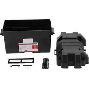 Battery Case, Universal Battery Box Storage Holder Power Guard with Strap Large Capacity ABS Plastic for Car Truck Boat Trailer RV