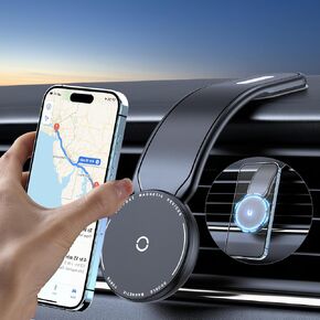 This Hill for 15W Magnetic Car Mount Charger, Aluminum Alloy Material can be Folded Repeatedly, Magnetic Wireless Fast Charging for Car Dashboard/Windshield, Suitable for iPhone 16 15 14 13 12 Series