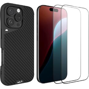 Mous Tempered Glass Screen Protector and iPhone 16 Pro Max Case Aramid Fibre Limitless 6.0