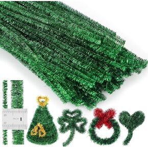200 Pcs Large Glitter Pipe Cleaners 15mm x 12 Inch Sparkly Metallic Pipe Cleaners Bulk for St. Patricks Valentine's Independence Day Handmade Christmas DIY Crafts(Pink)