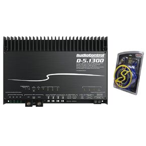 AudioControl D-5.1300 High Power DSP Matrix 5-Channel/Multi-Channel 1300 Watts Car Audio Amplifier w/Accubass + Stinger 4-Gauge Copper Amplifier Wiring Kit, 1200 Watt Subwoofer Wiring Kit