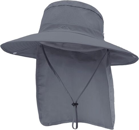 Outdoor Sun Hats with Stowable Neck Flap for Men Women UPF 50+ Mesh Summer Bucket Hat Wide Brim for Fishing Safari Hiking in Saudi Arabia