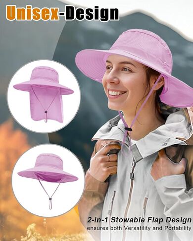 Outdoor Sun Hats with Stowable Neck Flap for Men Women UPF 50+ Mesh Summer Bucket Hat Wide Brim for Fishing Safari Hiking in Saudi Arabia