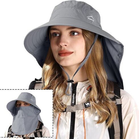 Rosoz Sun Hat for Men Women with Neck Flap,Wide Brim UPF50+ Fishing Hat with Detachable Face Cover Outdoor Sun Protection Hat in Saudi Arabia