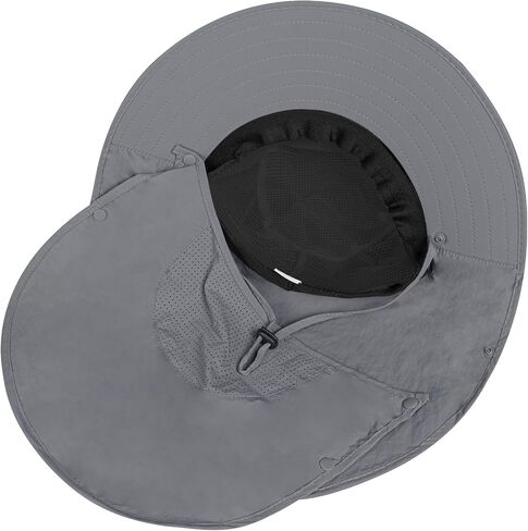 Rosoz Sun Hat for Men Women with Neck Flap,Wide Brim UPF50+ Fishing Hat with Detachable Face Cover Outdoor Sun Protection Hat in Saudi Arabia