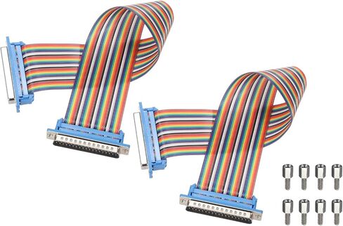 MECCANIXITY 2 Pcs IDC Rainbow Wire Flat Ribbon Cable DB37 Male to DB37 Female 11.8 Inch Length 2.54mm Pitch Breadboard Jumper Wires for Electronic Projects in Kuwait