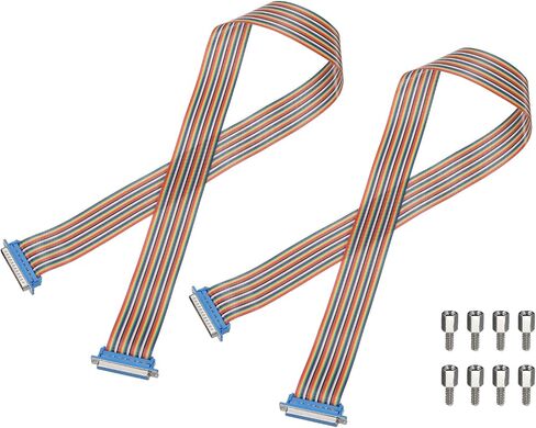 MECCANIXITY 2 Pcs IDC Rainbow Wire Flat Ribbon Cable DB37 Male to DB37 Female 11.8 Inch Length 2.54mm Pitch Breadboard Jumper Wires for Electronic Projects in Kuwait