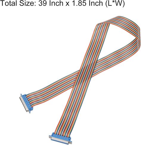 MECCANIXITY 2 Pcs IDC Rainbow Wire Flat Ribbon Cable DB37 Male to DB37 Female 11.8 Inch Length 2.54mm Pitch Breadboard Jumper Wires for Electronic Projects in Kuwait