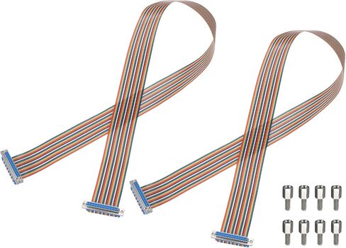 MECCANIXITY 2 Pcs IDC Rainbow Wire Flat Ribbon Cable DB37 Male to DB37 Female 11.8 Inch Length 2.54mm Pitch Breadboard Jumper Wires for Electronic Projects in Kuwait