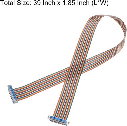 MECCANIXITY 2 Pcs IDC Rainbow Wire Flat Ribbon Cable DB37 Male to DB37 Female 11.8 Inch Length 2.54mm Pitch Breadboard Jumper Wires for Electronic Projects in Kuwait
