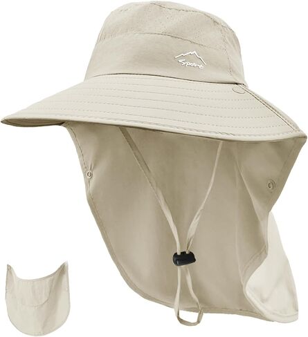 Rosoz Sun Hat for Men Women with Neck Flap,Wide Brim UPF50+ Fishing Hat with Detachable Face Cover Outdoor Sun Protection Hat in Saudi Arabia
