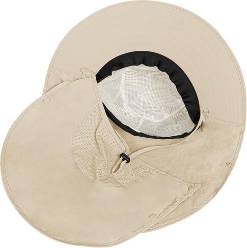 Rosoz Sun Hat for Men Women with Neck Flap,Wide Brim UPF50+ Fishing Hat with Detachable Face Cover Outdoor Sun Protection Hat in Saudi Arabia