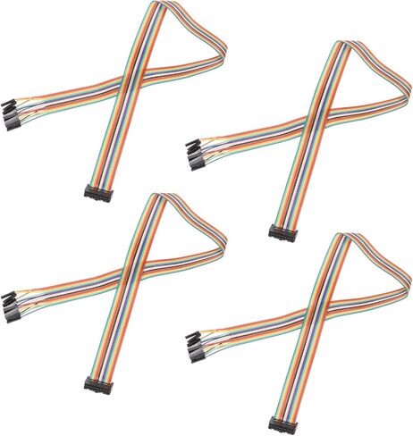 MECCANIXITY 4 Pcs IDC Rainbow Wire Flat Ribbon Cable FC-Female to 14P 11.8 Inch Length 2.54mm Pitch Breadboard Jumper Wires for Electronic Projects in Saudi Arabia