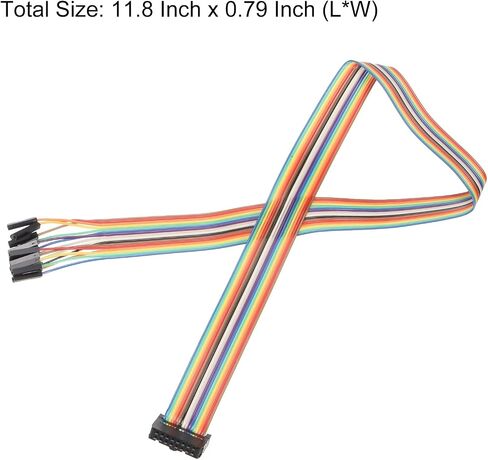 MECCANIXITY 4 Pcs IDC Rainbow Wire Flat Ribbon Cable FC-Female to 14P 11.8 Inch Length 2.54mm Pitch Breadboard Jumper Wires for Electronic Projects in Saudi Arabia
