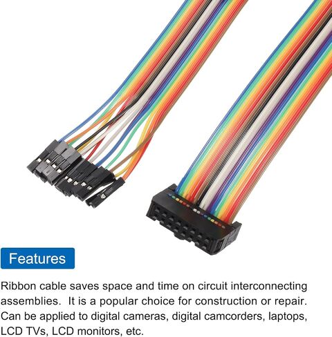 MECCANIXITY 4 Pcs IDC Rainbow Wire Flat Ribbon Cable FC-Female to 14P 11.8 Inch Length 2.54mm Pitch Breadboard Jumper Wires for Electronic Projects in Saudi Arabia