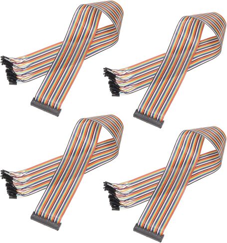 MECCANIXITY 4 Pcs IDC Rainbow Wire Flat Ribbon Cable FC-Female to 14P 11.8 Inch Length 2.54mm Pitch Breadboard Jumper Wires for Electronic Projects in Saudi Arabia