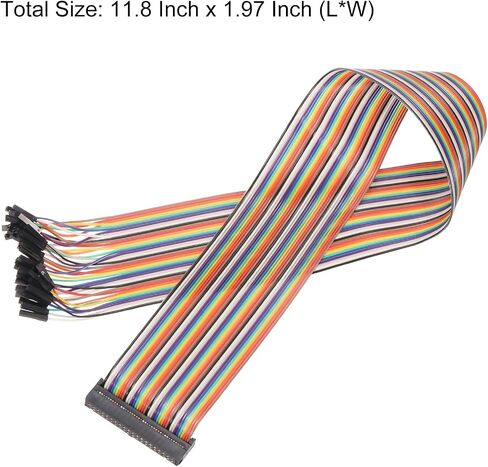 MECCANIXITY 4 Pcs IDC Rainbow Wire Flat Ribbon Cable FC-Female to 14P 11.8 Inch Length 2.54mm Pitch Breadboard Jumper Wires for Electronic Projects in Saudi Arabia