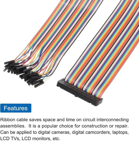 MECCANIXITY 4 Pcs IDC Rainbow Wire Flat Ribbon Cable FC-Female to 14P 11.8 Inch Length 2.54mm Pitch Breadboard Jumper Wires for Electronic Projects in Saudi Arabia