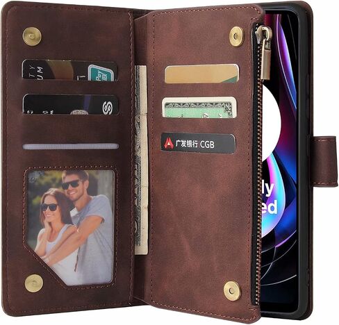 علبة هاتف Lbyzcase لـ Motorola Edge | 2021 | ، Motorola Edge (2021) Case Wallet ، غطاء جلدي من الورقة الفاخرة [جيب السوستة] [حزام معصم] [Kickstand] لـ Motorola Edge 2021 (الأزرق) in Saudi Arabia